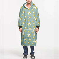Thumbnail for Mixed Size Airplanes aviation design on soft fleece blanket hoodie.