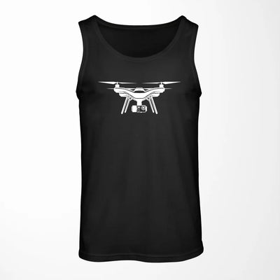 Drone Silhouette aviation design on breathable cotton tank top.