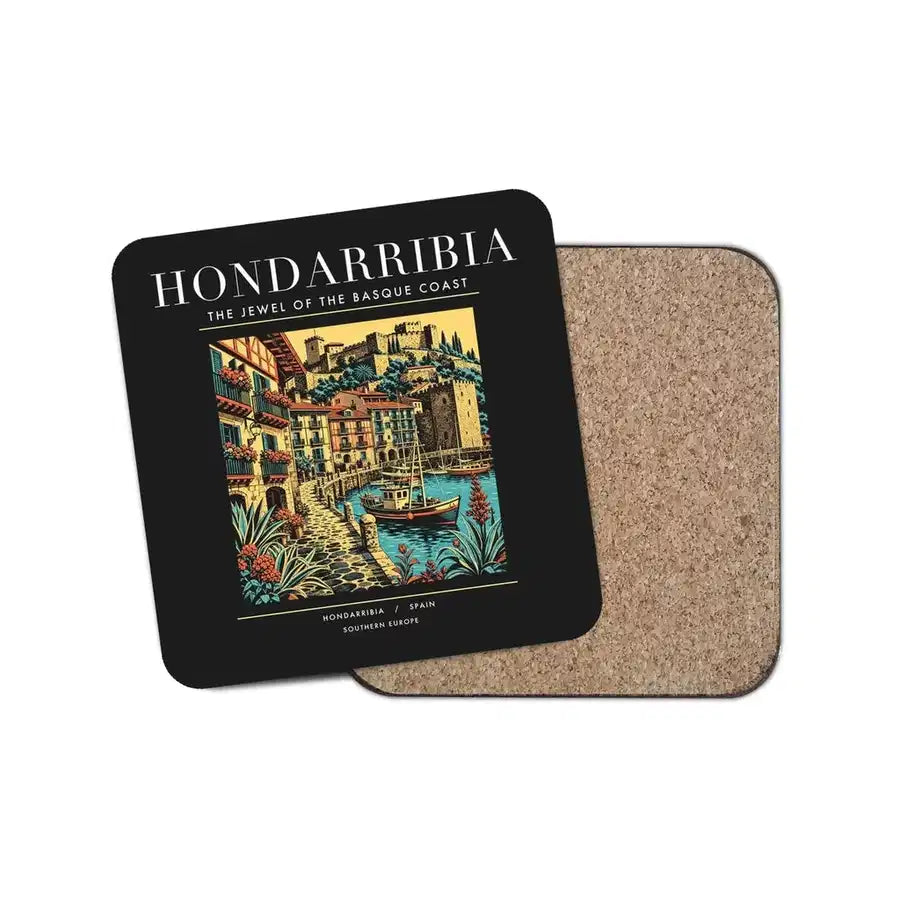 HONDARRIBIA - Poster - Coaster - Black