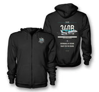 Thumbnail for Saab 340B design on black zipped hoodie