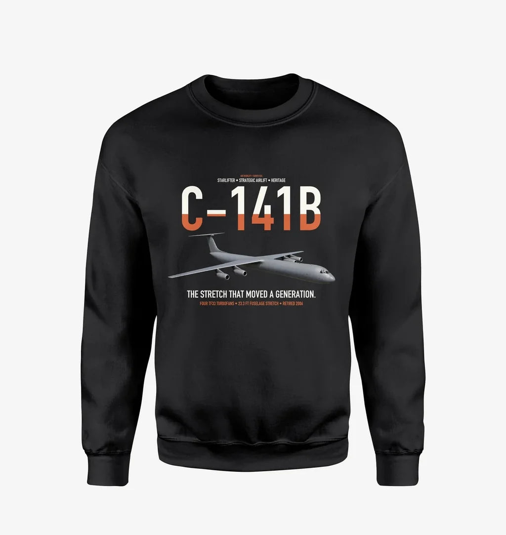 C-141B Starlifter design on black sweatshirt