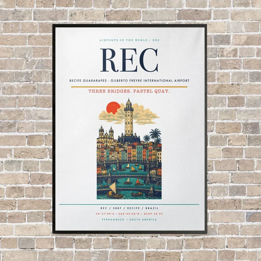 Recife Guararapes - Gilberto Freyre International Airport REC vertical canvas print - framed - white background