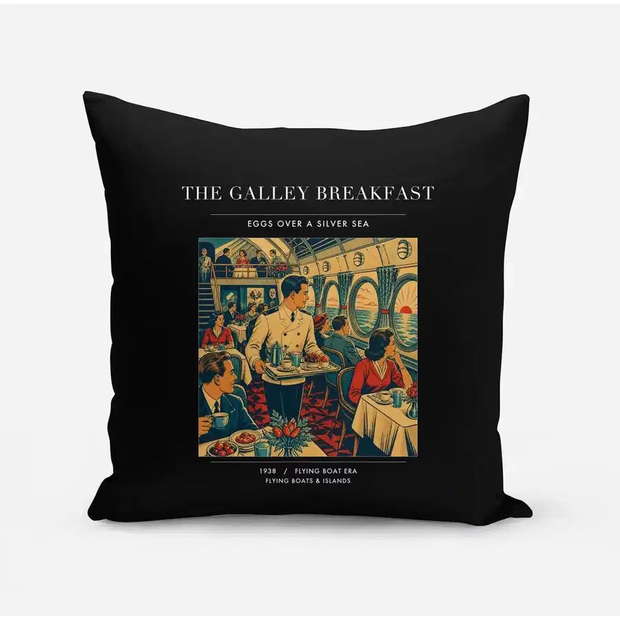 VINTAGE G4184 - The Galley Breakfast - Designed Pillows design on black