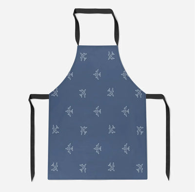 Nice Airplanes (Blue) aviation design on durable cotton blend kitchen apron.