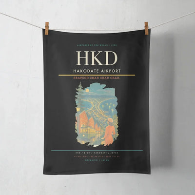 Hakodate Airport (HKD) design on black towel