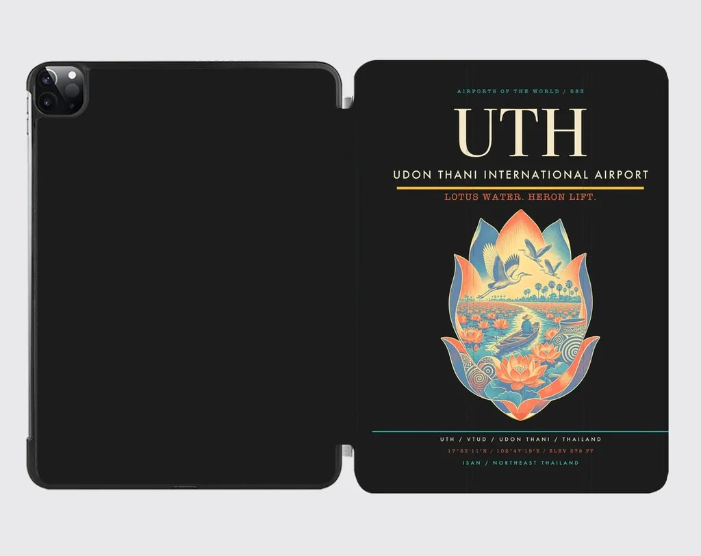 Udon Thani International Airport (UTH) design on black ipad tablet case