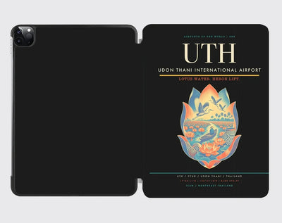 Udon Thani International Airport (UTH) design on black ipad tablet case