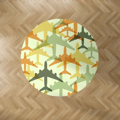 Seamless Colourful Airplanes Carpet & Floor Mats (Round) aviation design on durable carpet pile with non-slip backing round c.