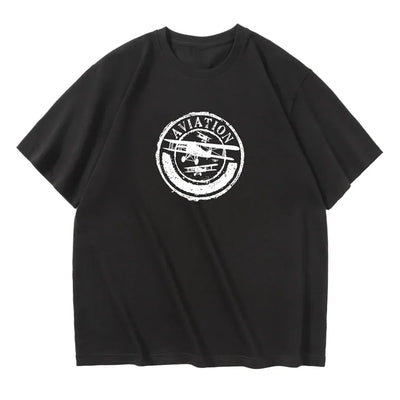 Aviation Lovers aviation design printed on soft cotton relax-fit T-shirt.