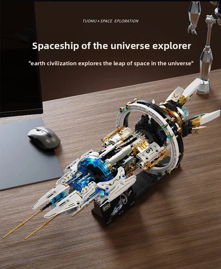 Topwood Universal Explorer Spaceship Electric Building Blocks aviation themed Lego-style model aircraft in ABS plastic.