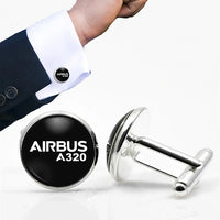 Thumbnail for Airbus A320 & Text aviation cuff links, polished metal body with engraved detail.