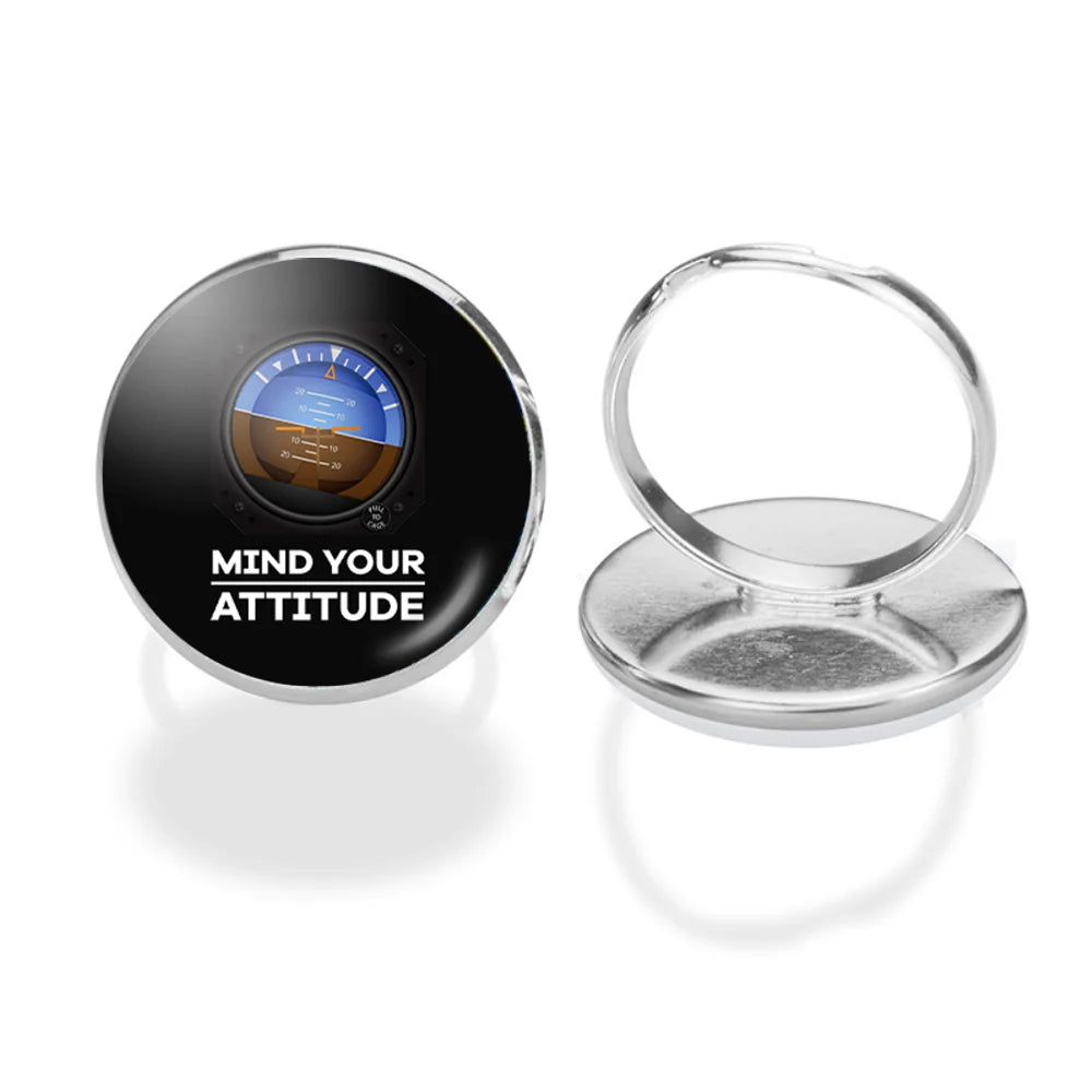Mind Your Attitude aviation ring in stainless steel.