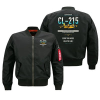 Thumbnail for Canadair CL-215 design on black bomber jacket, double-side print