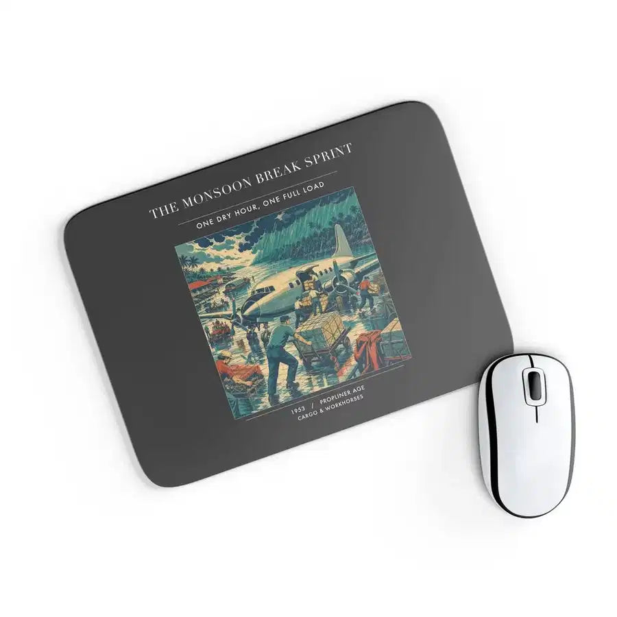 VINTAGE G4495 - The Monsoon Break Sprint - Designed Mouse Pads design on black rectangle