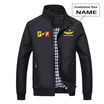 Flat Colourful 757 aviation design printed on modern shell with tailored fit stylish jacket.