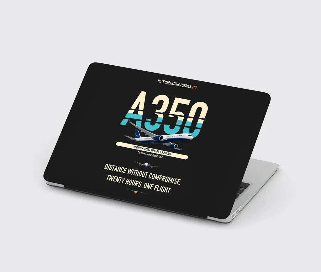 Airbus A350-900ULR design on black MacBook case