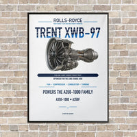 Thumbnail for TRENT XWB-97 vertical canvas print - framed - white background