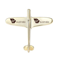 Thumbnail for Virgin Atlantic Airlines Airplane Shape aviation airplane-shape brooch, polished alloy body with engraved detail.