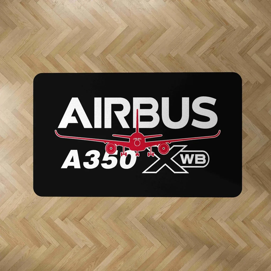 Amazing Airbus A350 XWB aviation design on durable carpet pile with non-slip backing rectangle carpet floor mat.