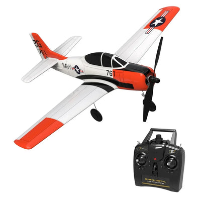 Side view of T28 4CH RC Airplane RTF (Xpilot, 1-Key Aerobatic) 761-9 aviation RC model in durable ABS plastic with electronic.