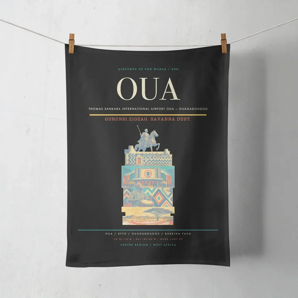 Thomas Sankara International Airport (OUA) design on black towel