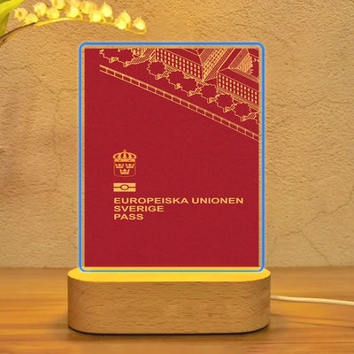Sweden Passport aviation art night lamp in premium acrylic with LED.