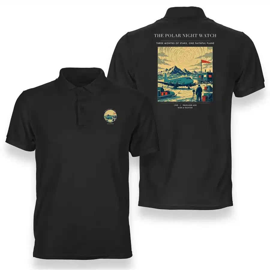 VINTAGE G4357 - The Polar Night Watch - Double-Side Polo T-Shirt design on black