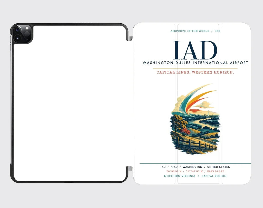 Washington Dulles International Airport (IAD) design on white ipad tablet case