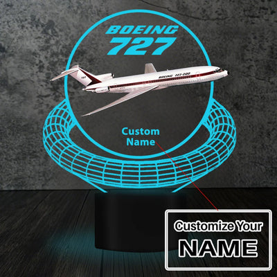 Boeing 727 aviation design on premium acrylic with LED 3D night lamp.