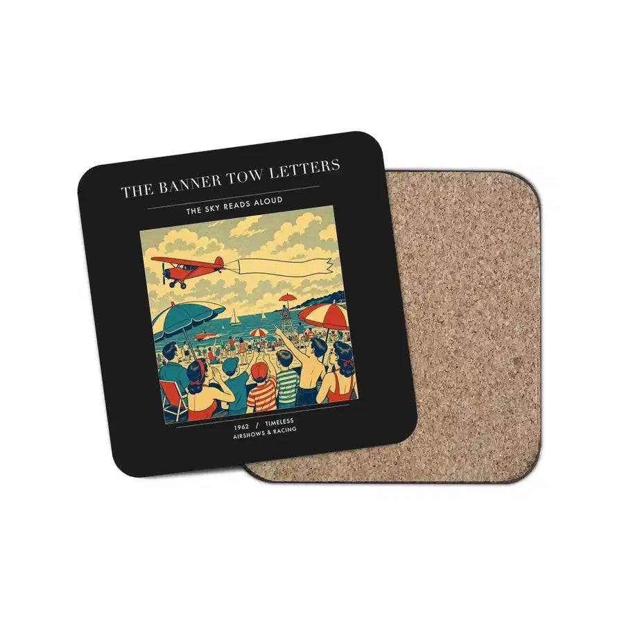 The Banner Tow Letters - Designed Coasters design on black 1-piece