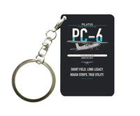 Thumbnail for Pilatus PC-6 Porter design on black designed key chain, double-side print