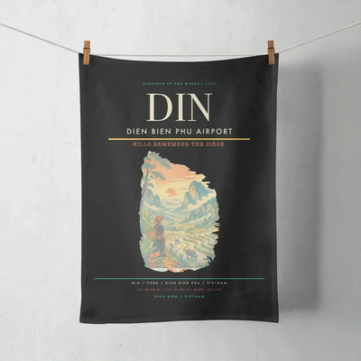 Dien Bien Phu Airport (DIN) design on black towel