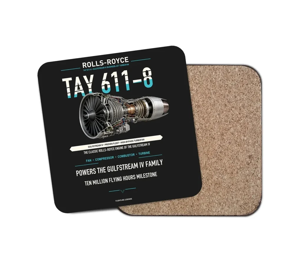 TAY 611-8 design on black 1 piece coaster