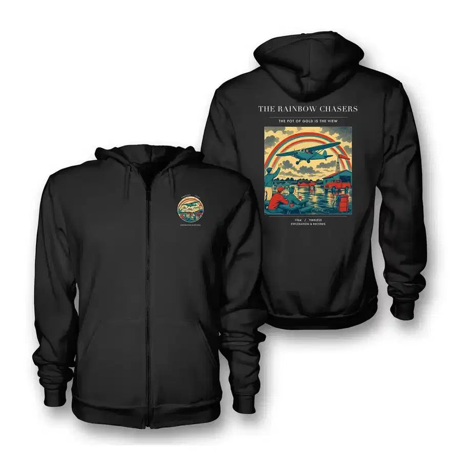 VINTAGE G4432 - The Rainbow Chasers - Premium Zipped Hoodie design on black