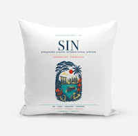 Thumbnail for Singapore Changi International Airport (SIN) design on white pillow