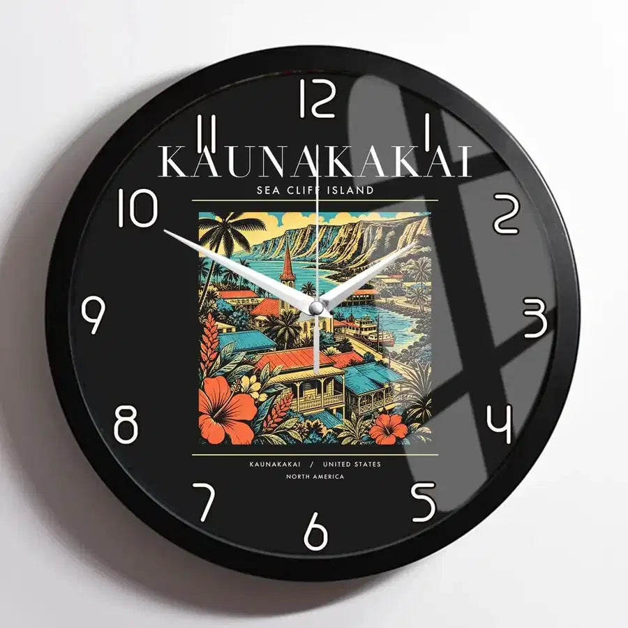 KAUNAKAKAI - Poster - Wall Clock Framed - Black