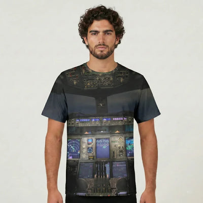 Airbus A380 Cockpit aviation print 3D-printed clothing, soft cotton blend.
