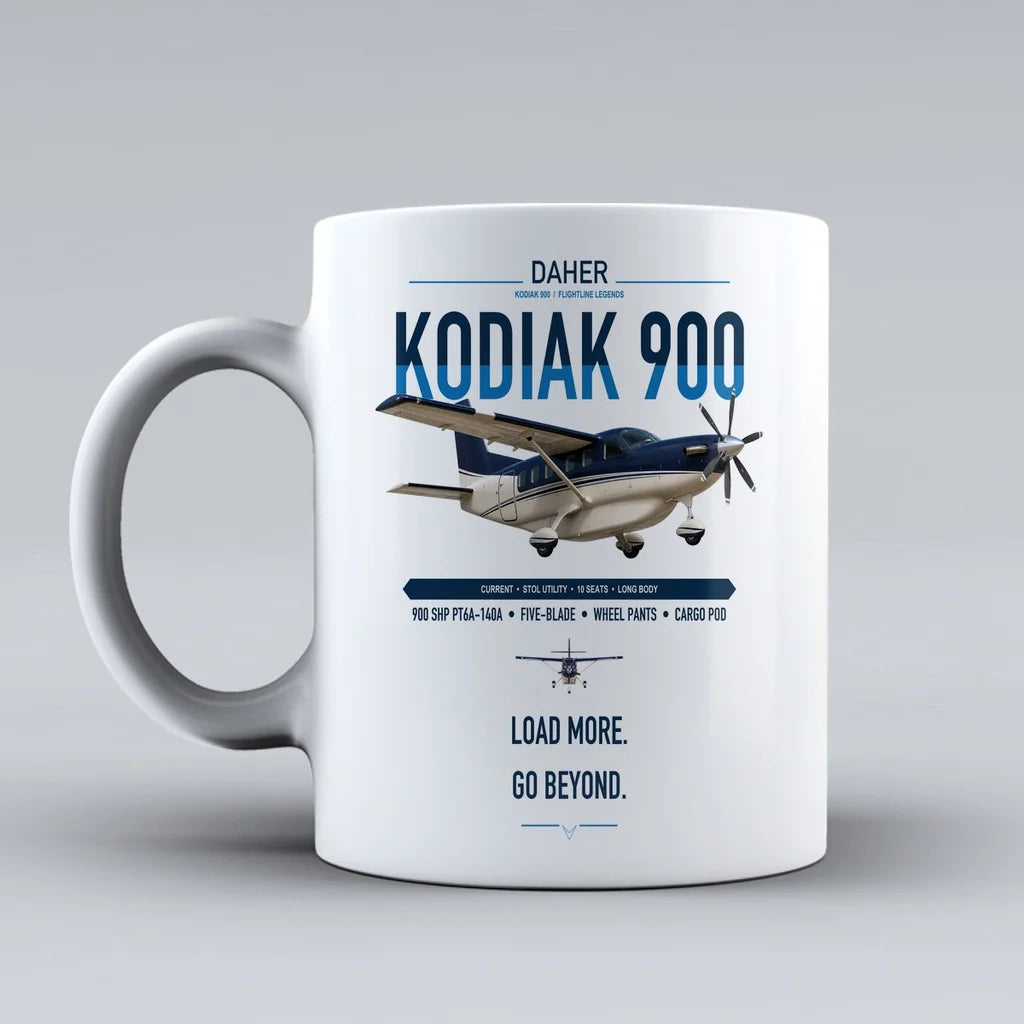 Daher Kodiak 900 design on white ceramic mug, double-side print