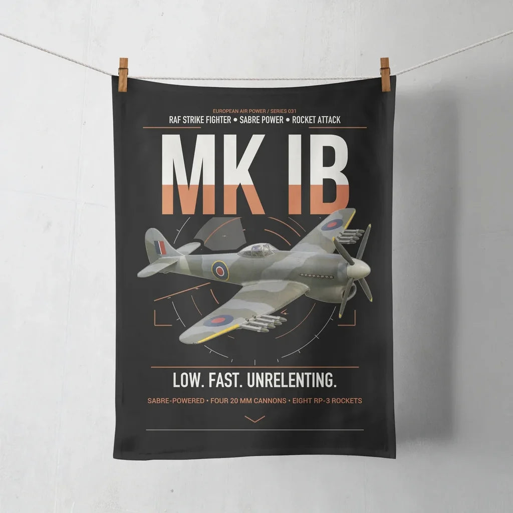 Hawker Typhoon Mk IB design on black towel