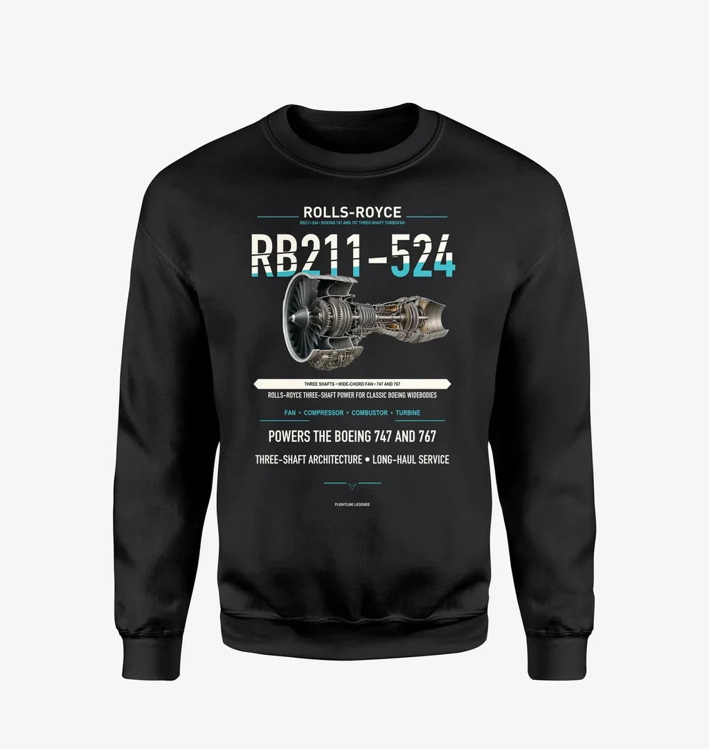 RB211-524 design on black sweatshirt