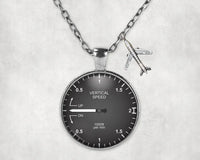 Thumbnail for Vertical Speed 2 aviation-themed necklace, polished stainless steel.