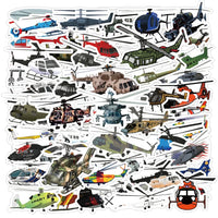 Thumbnail for 60 Pieces Helicopter Gunship Stickers (Mixed) aviation design sticker in weather-resistant vinyl.