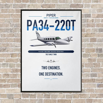 Piper PA-34-220T Seneca V vertical canvas print - framed - white background