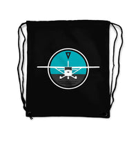 Thumbnail for Cessna & Gyro aviation print drawstring bag, lightweight polyester.