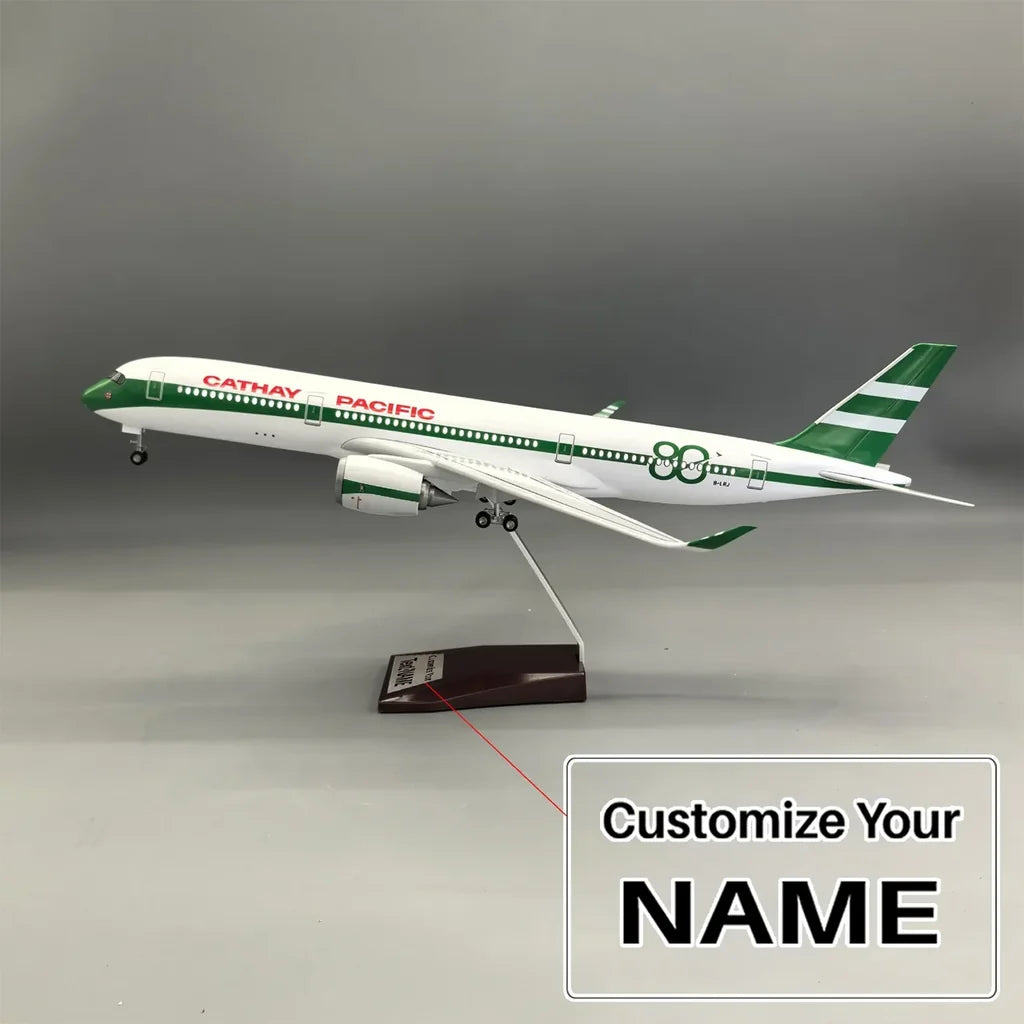 Side view of Cathay Pacific Airbus A350 Airplane Model (1/142Scale - 47CM) aviation LED model airplane in diecast metal with.
