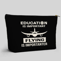 Thumbnail for Flying is Importanter aviation print zipper pouch, durable polyester.