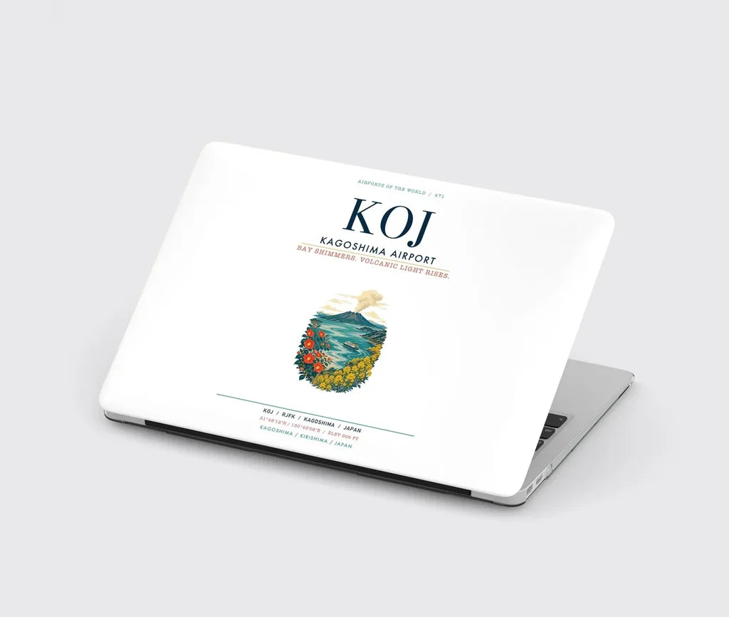 Kagoshima Airport (KOJ) design on white MacBook case