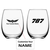 Thumbnail for Boeing 787 Flat Text Water & Drink aviation design on water glass, crystal-clear premium glassware.