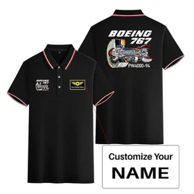 Double-Side Printing — Boeing 767 Engine (PW4000-94) Stylish Polo T-Shirts