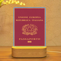 Thumbnail for Italian Passport aviation design on premium acrylic with LED night lamp.